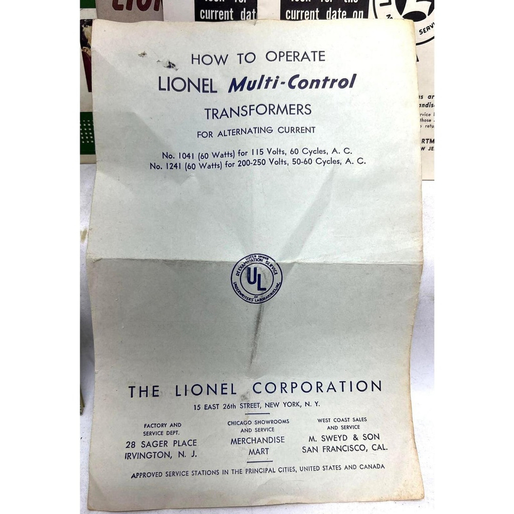 How to Operate Lionel Multi-Control Transformers for Alternating Current
